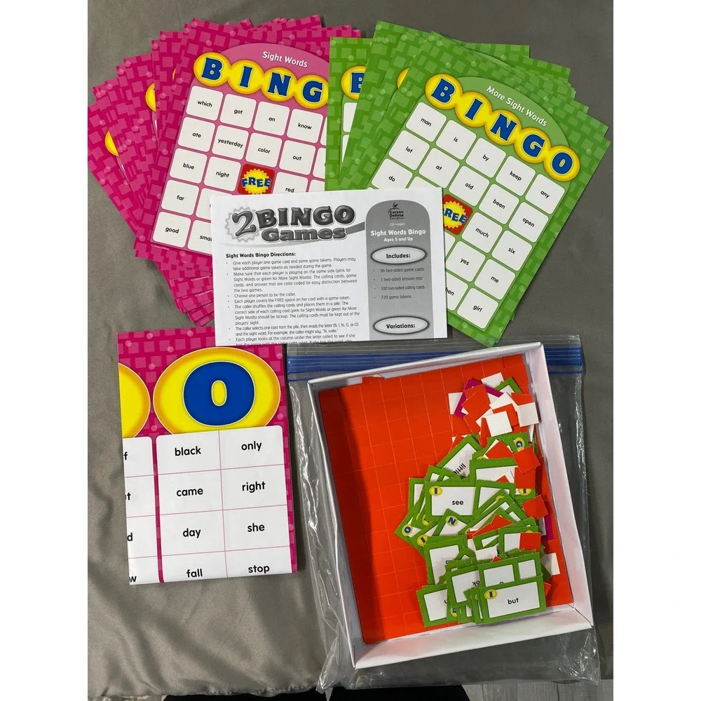 Sight‎ Words Bingo Games Set Educational Learning Kids Homeschool 2-in-1 - Picture 2 of 2